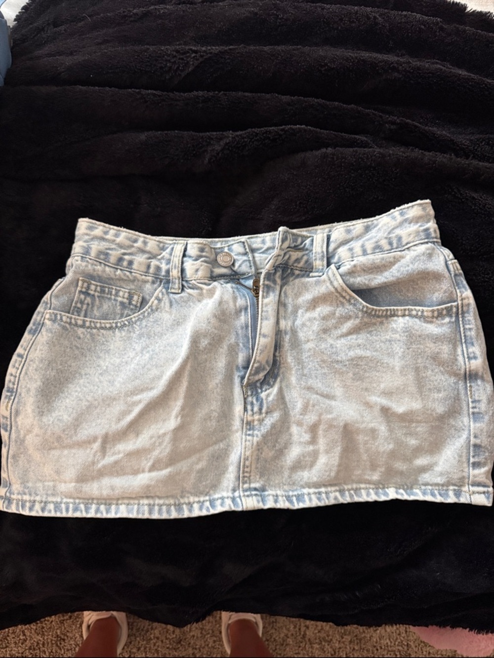SHEIN Light Blue Denim Mini Skirt